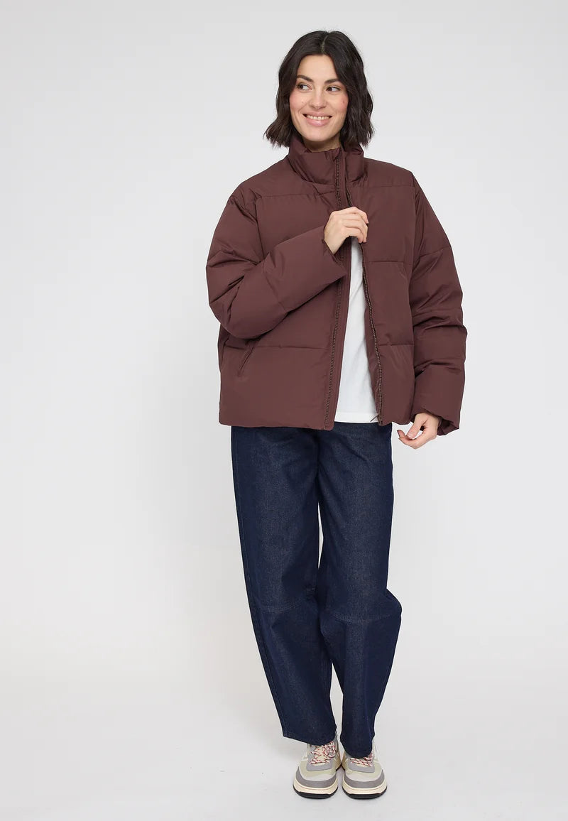 jacke loose fit puffer jacket deep mahogany