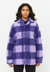 checked teddy overshirt violet tulip