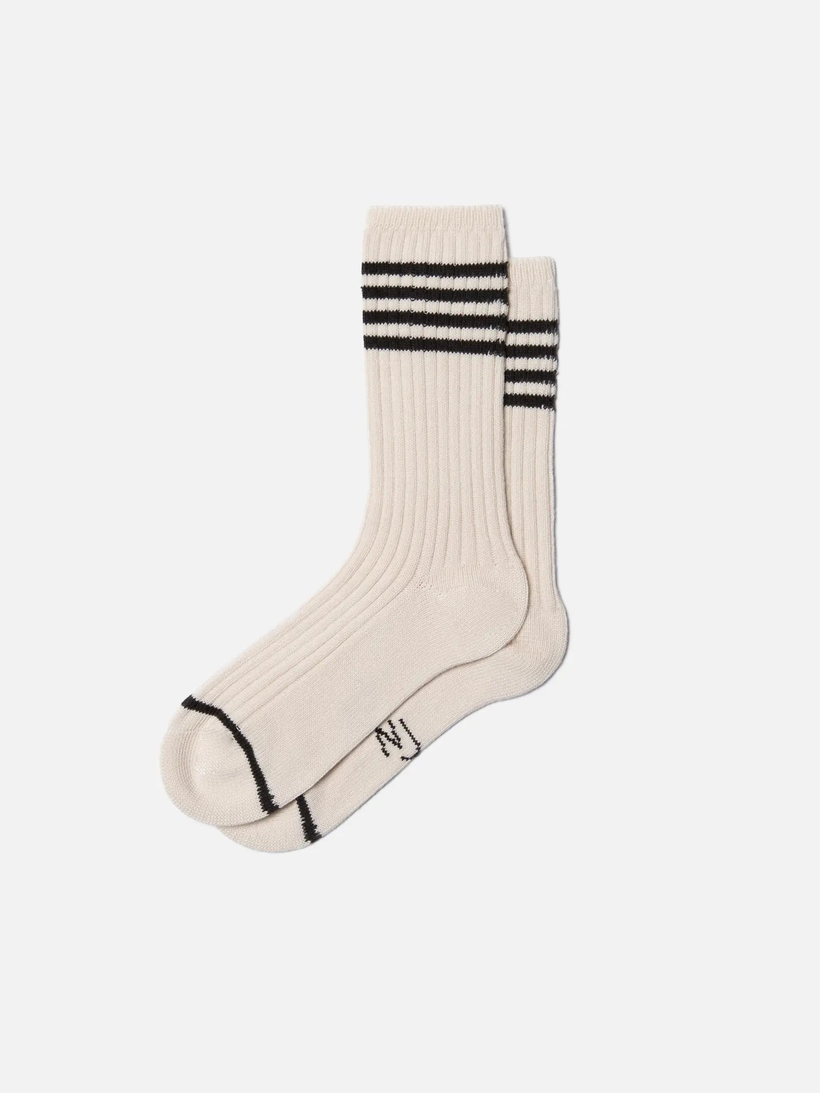 men tennis socks stripe offwhite/black