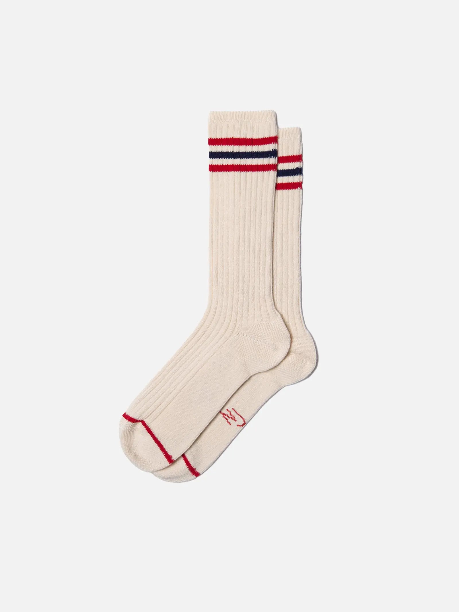 men tennis socks retro offwhite/red