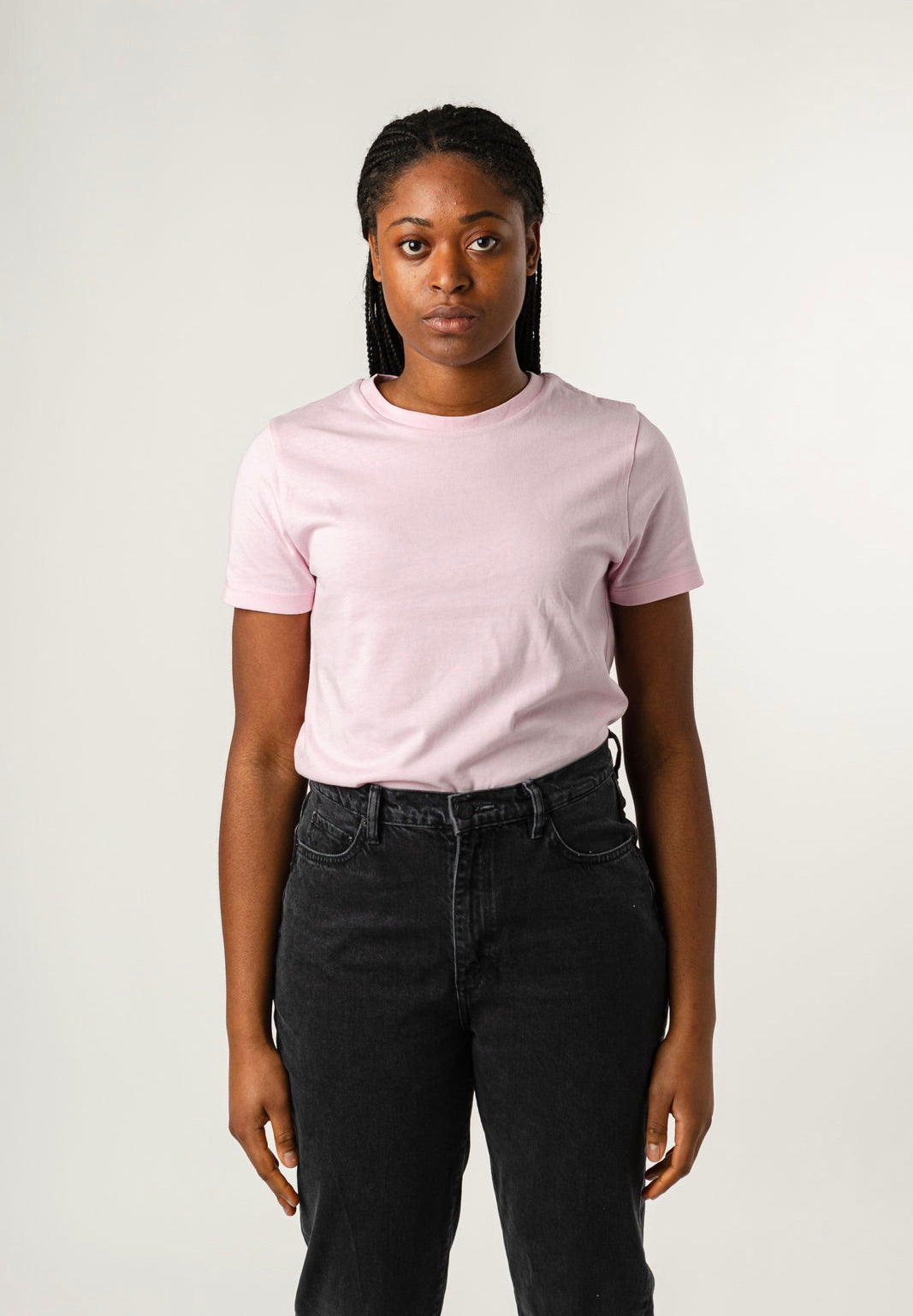 Black jeans pink shirt on sale