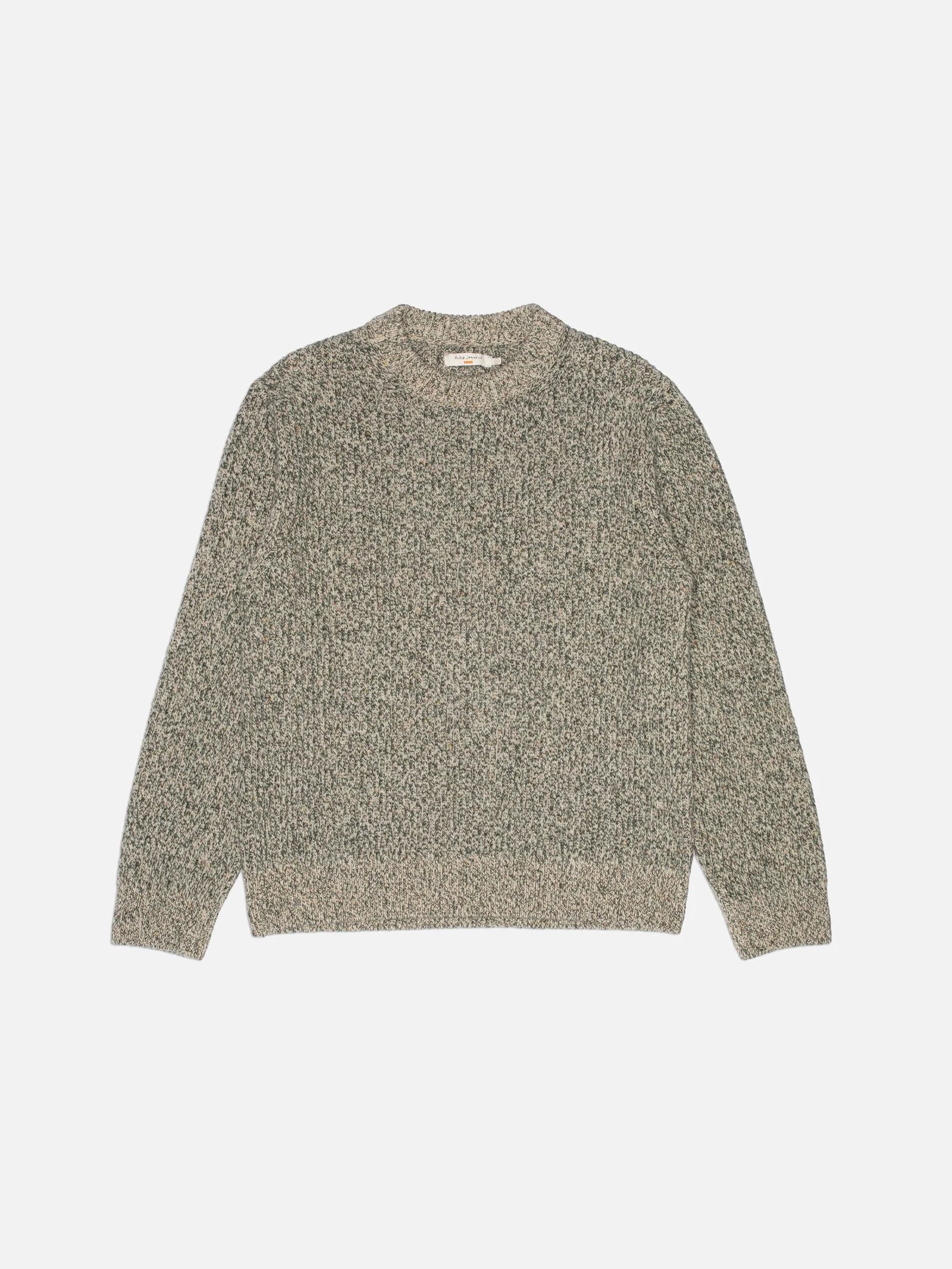 august rib wool sweater green melange