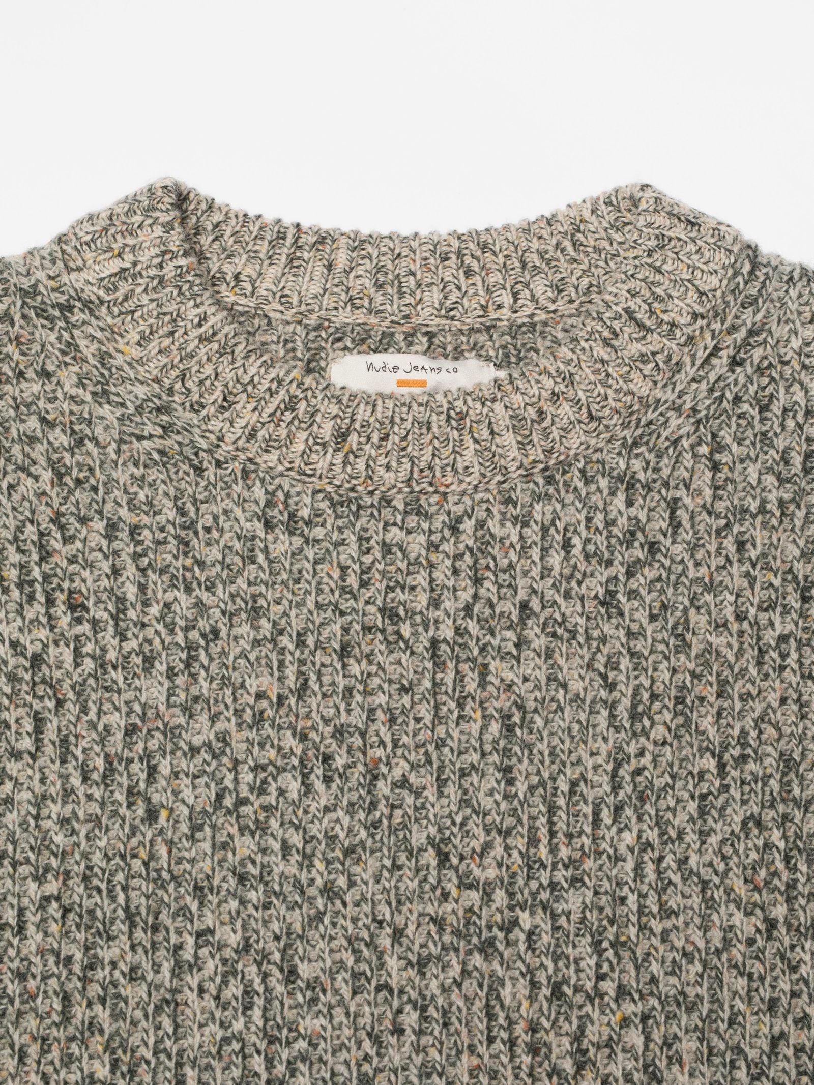 august rib wool sweater green melange