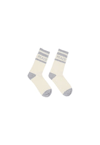 socks with intarsia off white/grey melange
