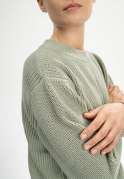 pullover rib knit jumper adah green clay