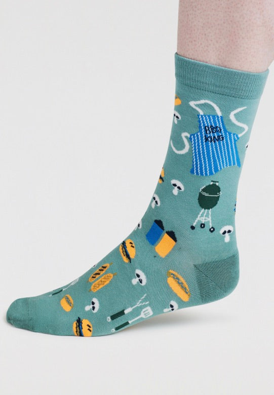 king of the grill bamboo socks lagoon green