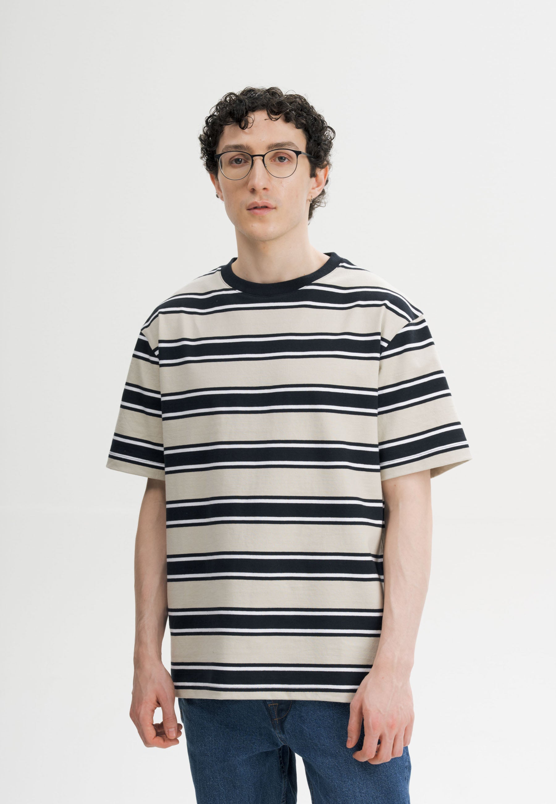 t-shirt bhajan navy/birch stripes
