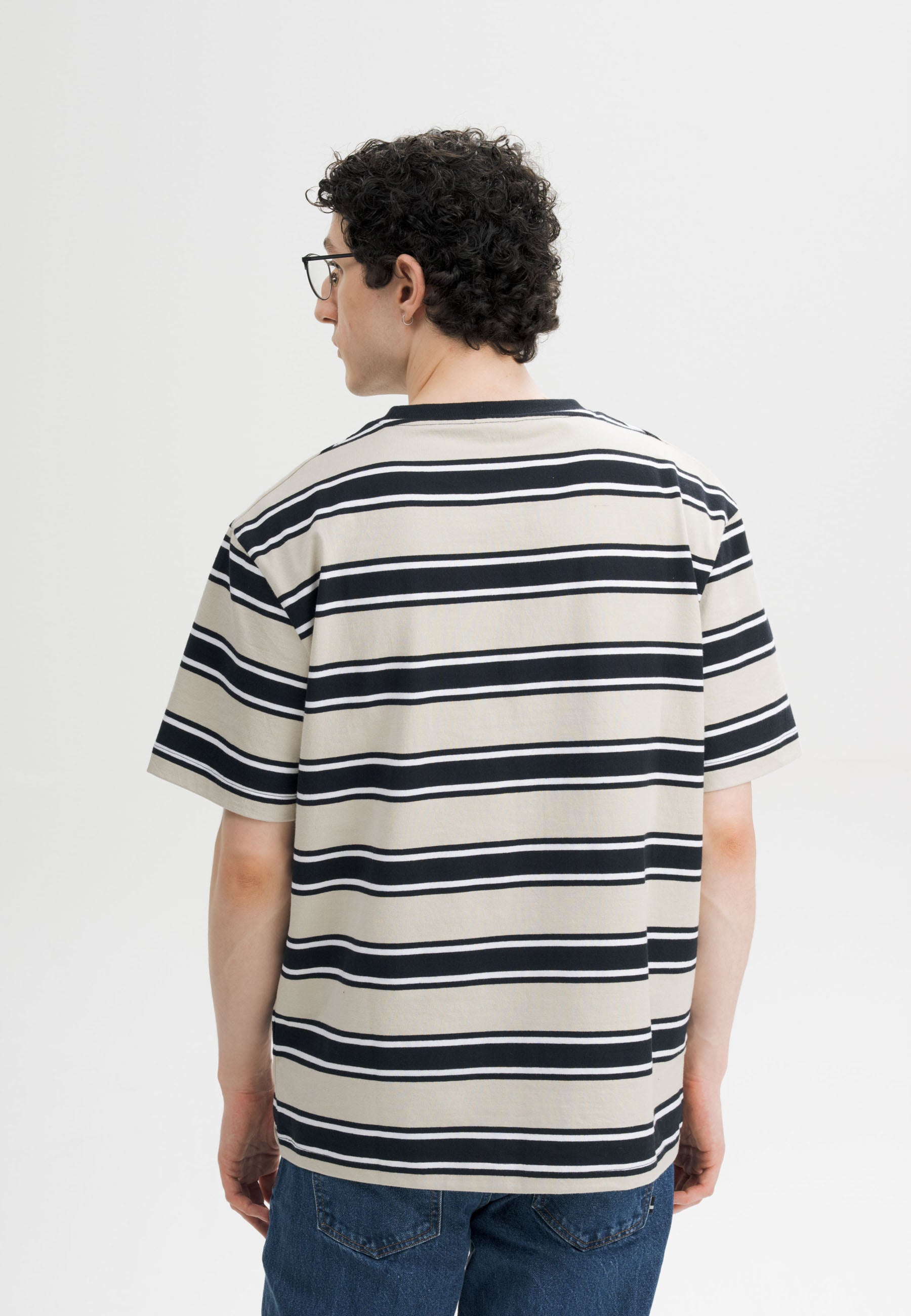 t-shirt bhajan navy/birch stripes