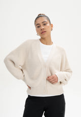 rib knit cardigan bhuma cream melange