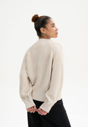 rib knit cardigan bhuma cream melange