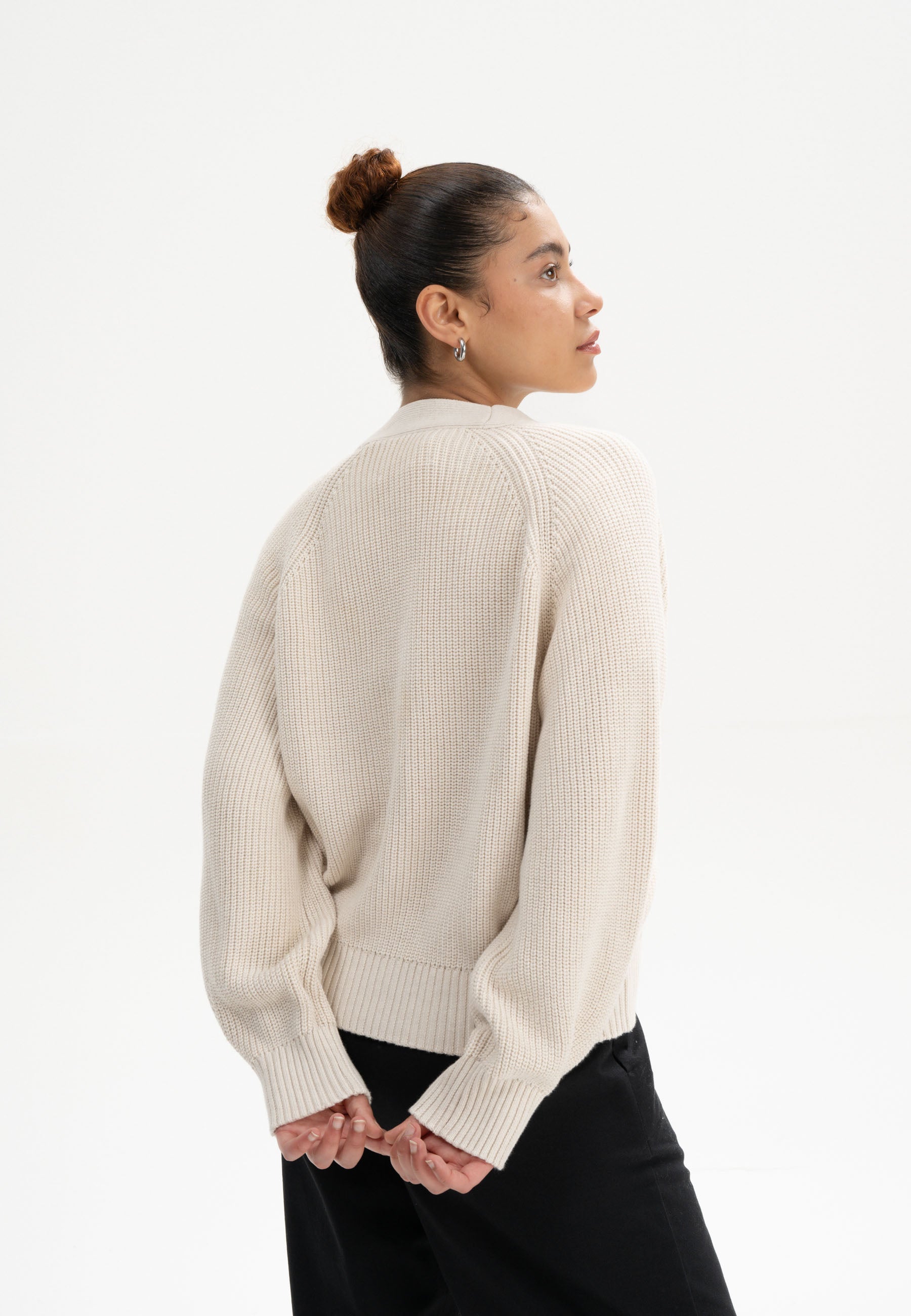 rib knit cardigan bhuma cream melange