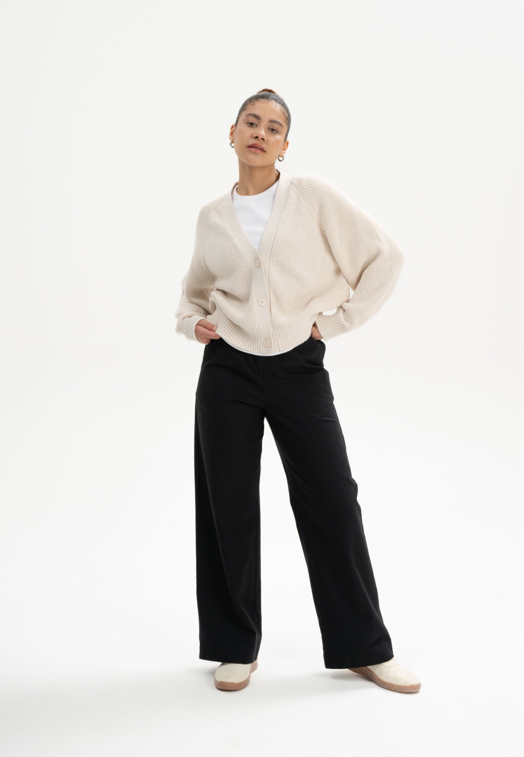 rib knit cardigan bhuma cream melange