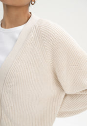rib knit cardigan bhuma cream melange