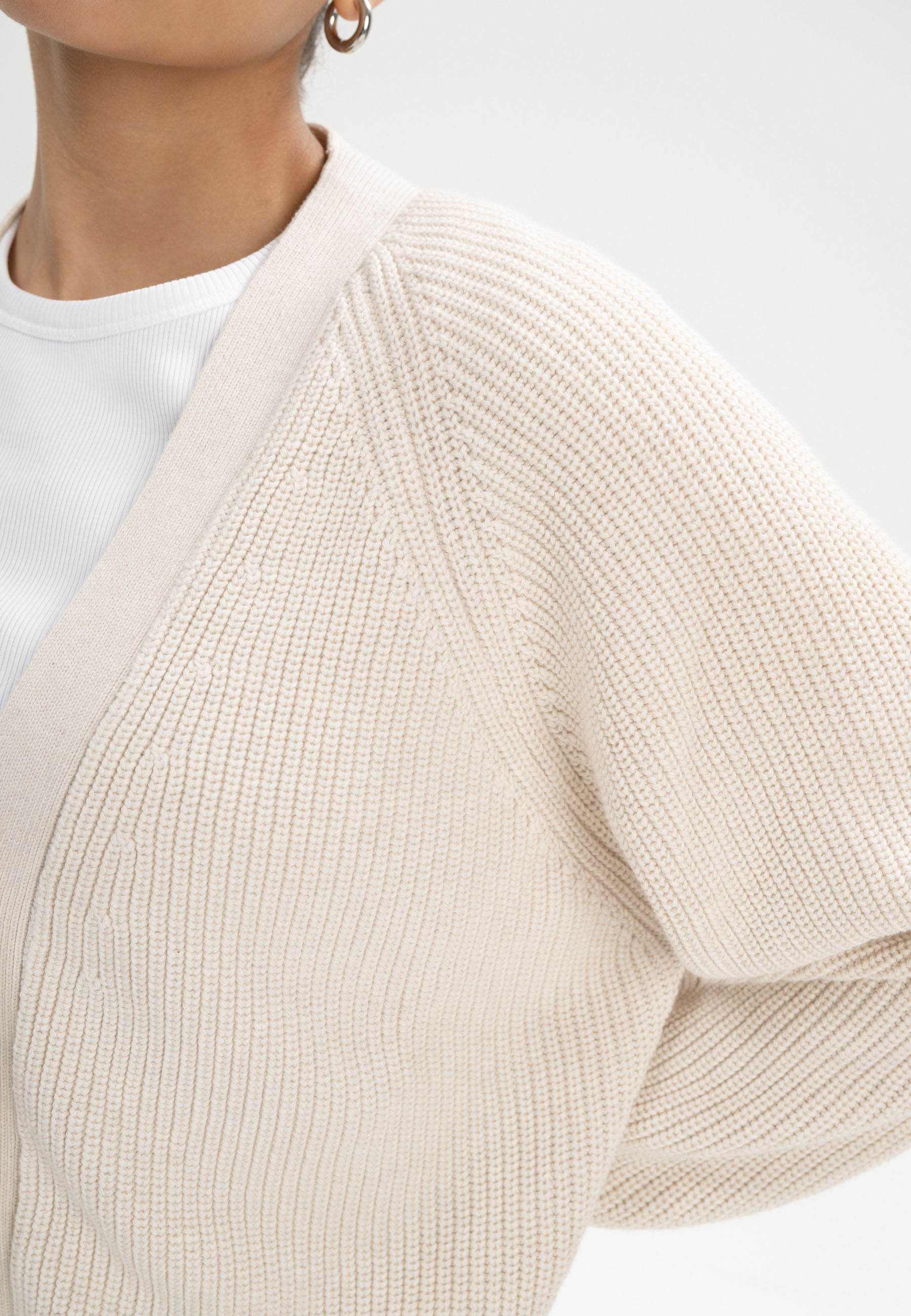 rib knit cardigan bhuma cream melange