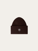 wool badge beanie chocolate torte