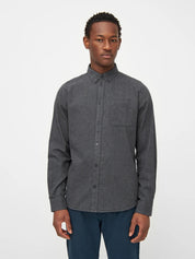 regular fit melangé flannel shirt dark grey melange