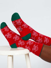 christmas gingerbread bamboo socks red