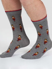 christmas nutcracker bamboo socks navy