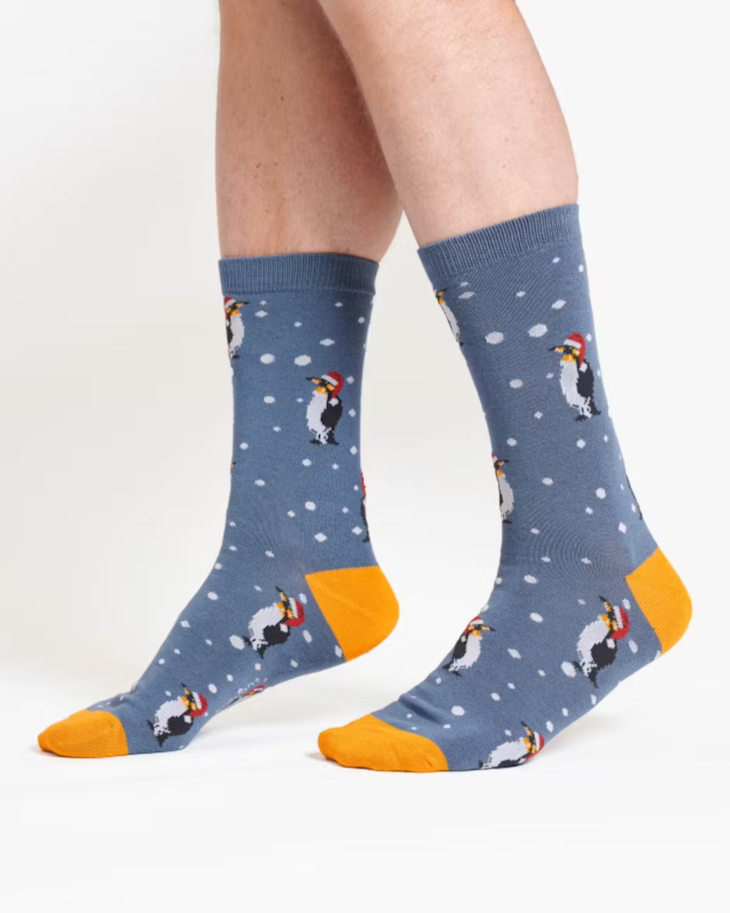 christmas animal bamboo crew socks denim