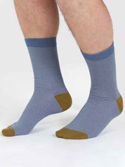 thin stripe bamboo crew socks blue