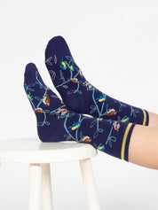 multi bird organic cotton sock blue