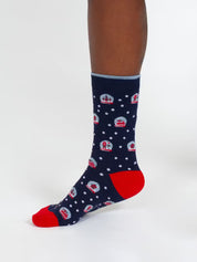 christmas snowglobe bamboo socks navy