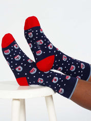 christmas snowglobe bamboo socks navy