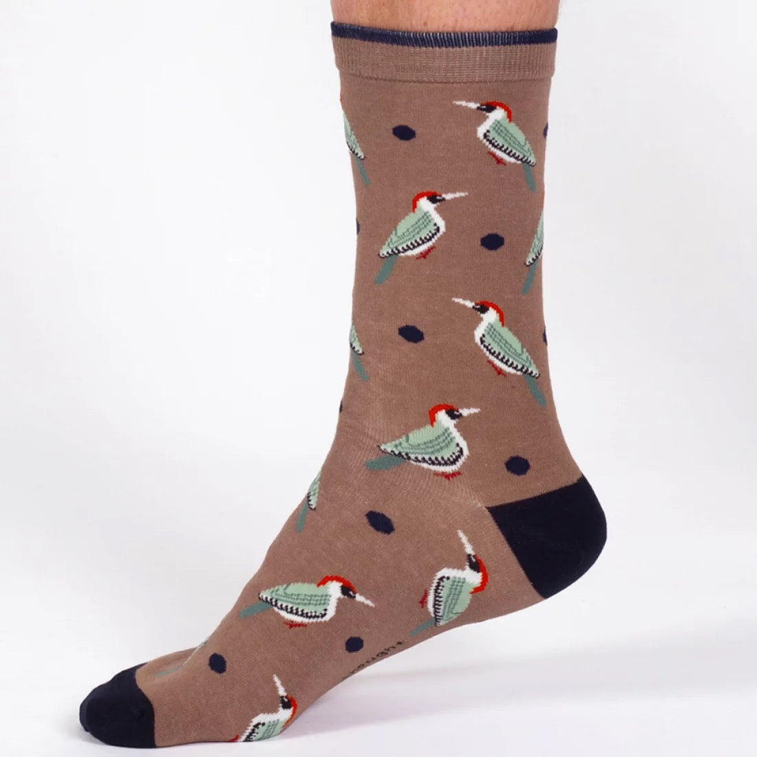 woodpecker organic cotton crew socks brown multi