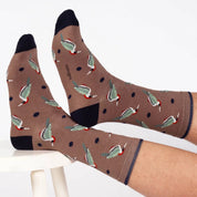 woodpecker organic cotton crew socks brown multi