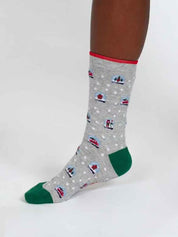 christmas snowglobe bamboo socks grey