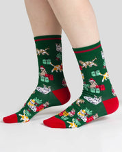 christmas kitty bamboo gift sock box green