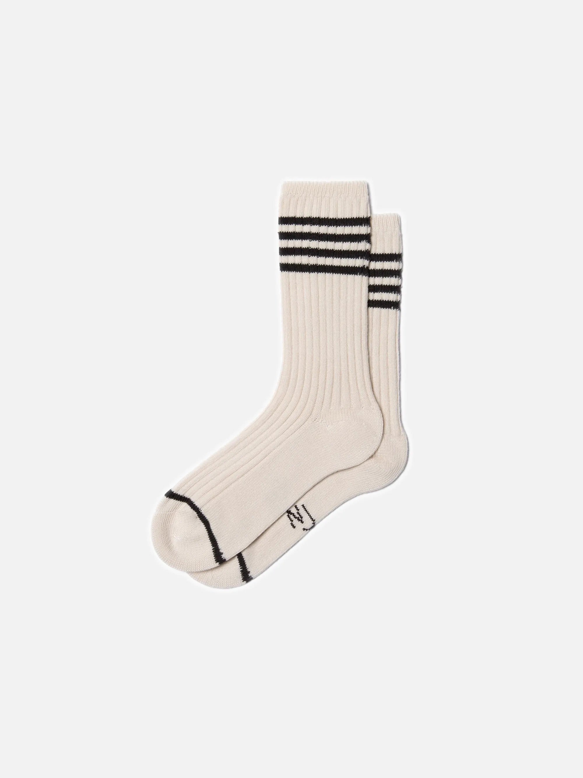 women tennis socks stripe offwhite/black