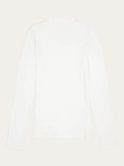 rib high neck long sleeved star white