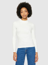 rib mock neck star white