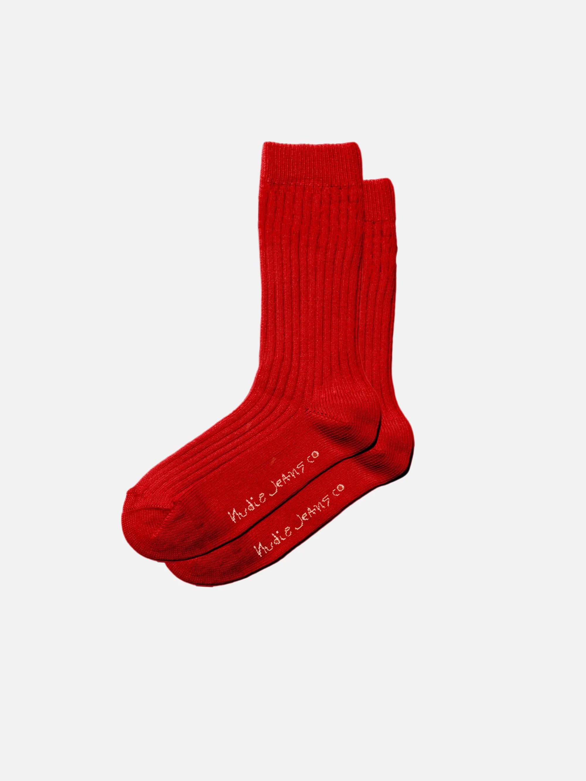 women cotton ribbed socks red