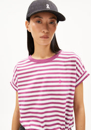 t-shirt idaara striped crushed berry