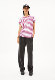 t-shirt idaara striped crushed berry