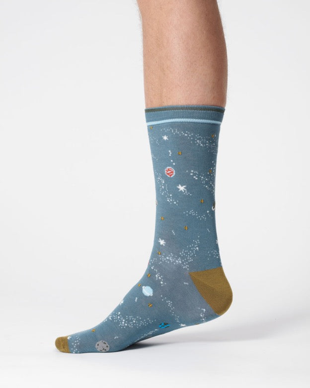 mens galaxy organic cotton socks misty blue