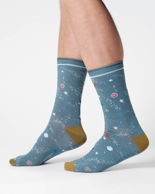 mens galaxy organic cotton socks misty blue