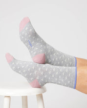 womens heart spot organic cotton socks grey marl