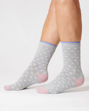 womens heart spot organic cotton socks grey marl