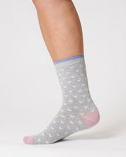 womens heart spot organic cotton socks grey marl