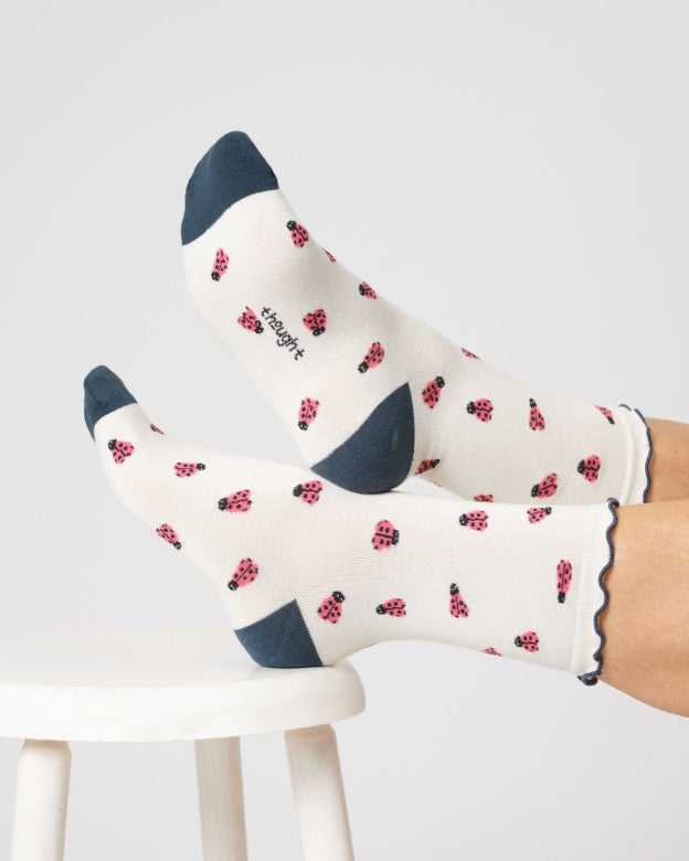 womens insect organic cotton socks stone white