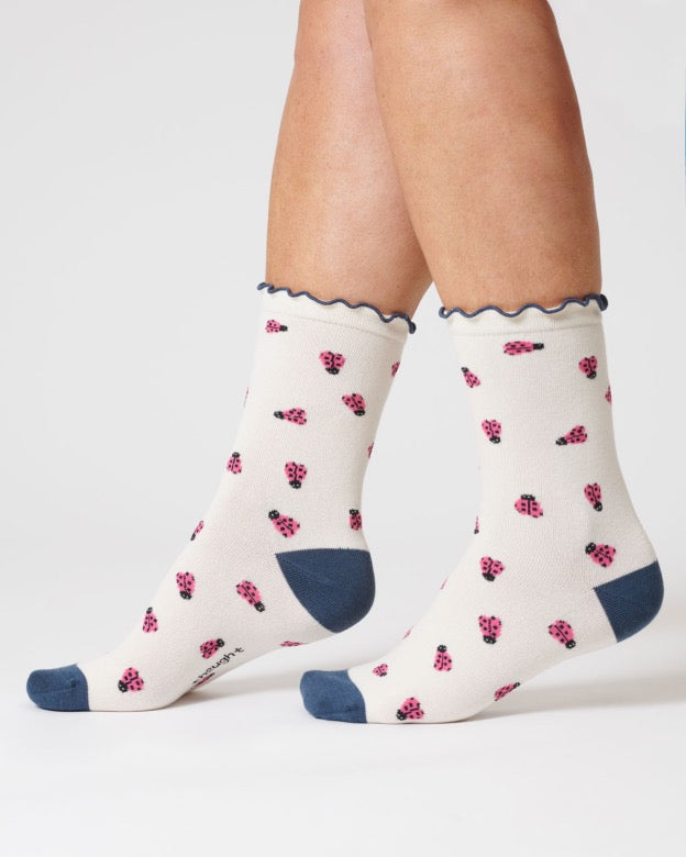 womens insect organic cotton socks stone white