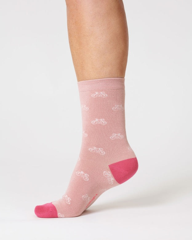 bike bamboo socks petal pink