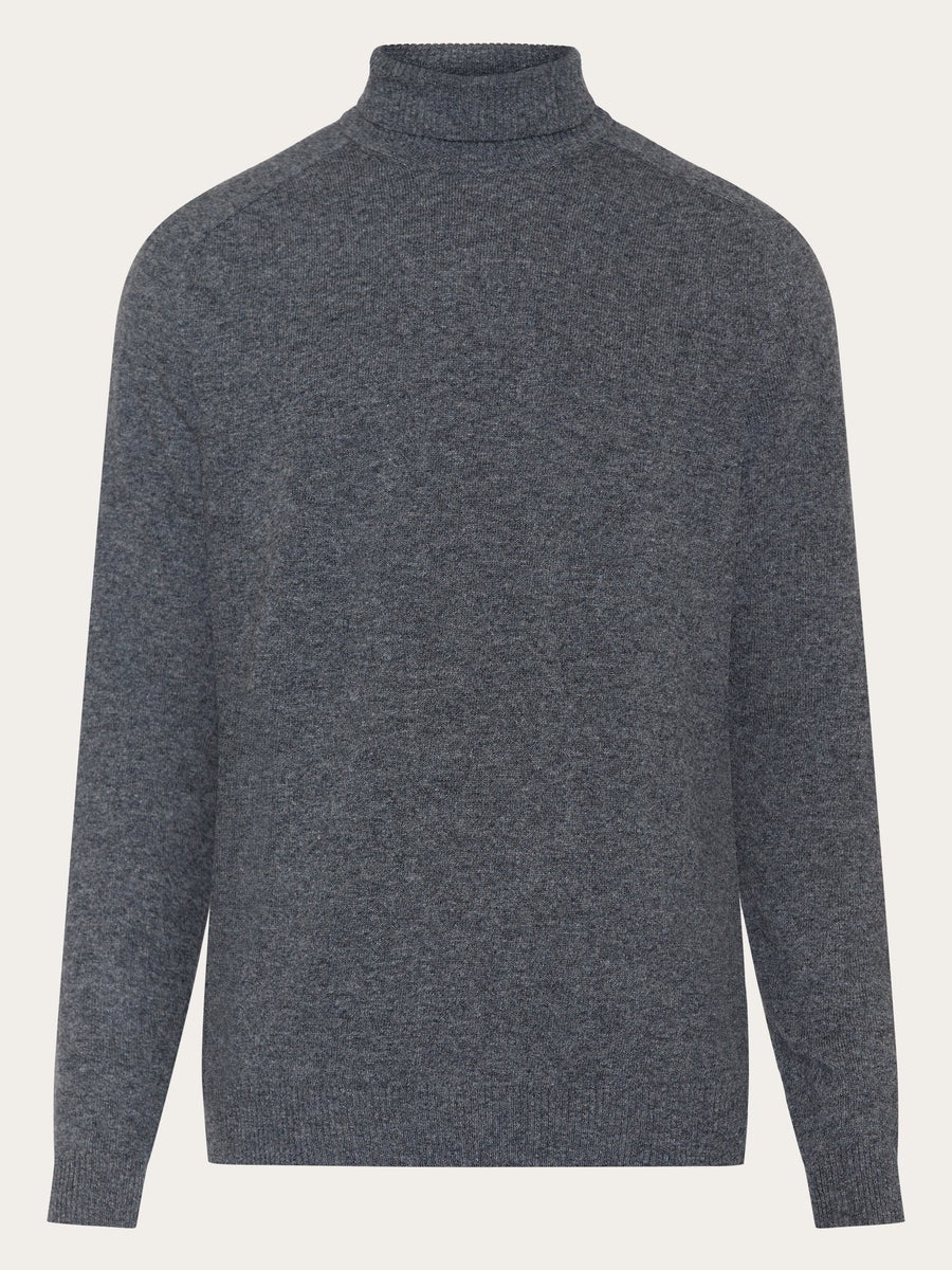 roll neck wool knit dark grey melange