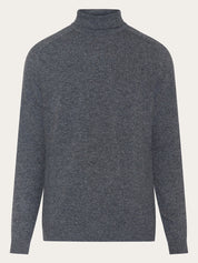 roll neck wool knit dark grey melange