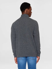 roll neck wool knit dark grey melange