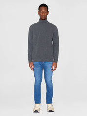 roll neck wool knit dark grey melange