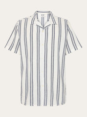 box short sleeve striped cotton shirt blue stripe